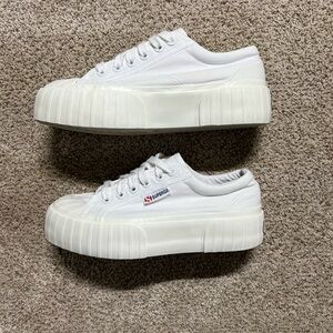 Superga white platform sneakers size 6 excellent used condition